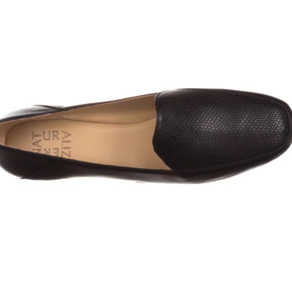 Naturalizer Kate Black snakeskin leather flat NWT